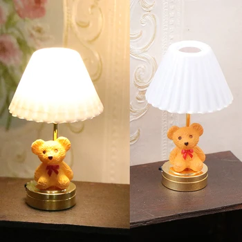 1/12 Miniatiūriniai Lėlių LED Nakties Šviesos Lempos Mini Padengia Stalą Stalo Lempos Namų Apšvietimo Modelis Lėlės Namas Baldų ir Dekoro, Žaislų