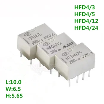 10vnt/daug Signalo Relės HFD4/5 HFD4/12 HFD4/24 HFD4/3/5/12/24 3V 5V (12V 24V 2A 8PIN Dvi konversijos DIP8
