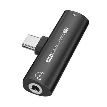 2In1 USB Tipas-C USB C/3.5 mm Ausinių Adapteris Ausinių DAC Garso Keitiklis 32Bit/384KHz Digital Dekoderis PD27W Juoda