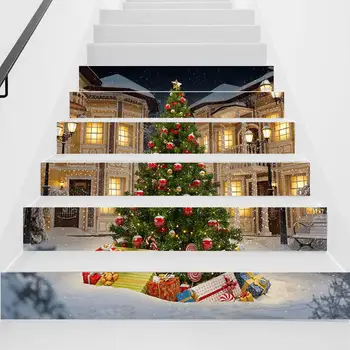 6 Gabalus Kalėdų Laiptai Lipdukai Kalėdų Eglutė Dekoras Nuimamas Trapų Decal