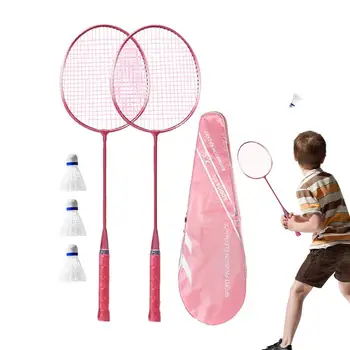 Badmintono Rinkinys Suaugusiems Smūgį Absorbuojančiu Badmintono Įrangos Rinkinys, Skirtas Suaugusiems Ir Vaikams Badmintono Raketės, Su Minkšta Ir Patogi