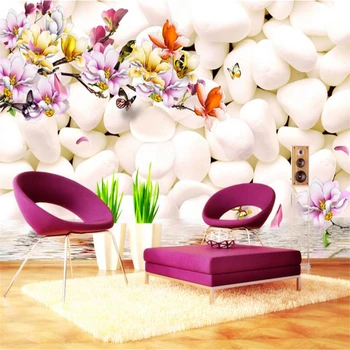 Beibehang 3D Tapetai, Foto Baltas Akmenukas Magnolia Gėlių Spalva, Iškirpti 3D Kambarį, Miegamąjį, TV freskomis tapetai, sienų ir 3 d