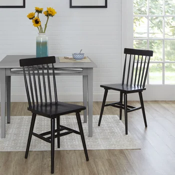 Better Homes & Gardens Geraldas Klasikinės Juodos spalvos Medžio Valgomojo Kėdės, 2 valgomojo kėdės, baldai