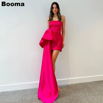 Booma Raudona Seksualus, Trumpas Undinė Prom Dresses Stebėjimo Šalis Suknelė Moterims Vestuvių Svečių Chalatai su Laivapriekio Traukinio Kokteilių Suknelė