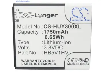 Cameron Kinijos Aukštos Kokybės 1750mAh Baterija HB5V1,HB5V1HV už Huawei Ascend G350, T8833,U8833,Y511,Y516,Y535,W1, Y300,Y300C,Y500