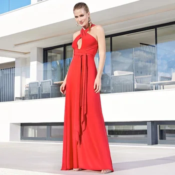 Elegantiškas vakarines Sukneles Moterims 2023 Raudona Spandex Linijos, Paprastas Vakare Chalatai Ilgas Berankovis Cut-out Oficialų Prom Dress