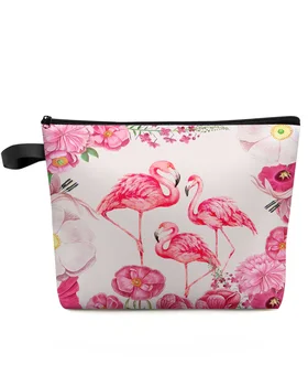 Flamingo Gėlė, Akvarelė Makiažas Maišelį Dėklas Kelionės Essentials 