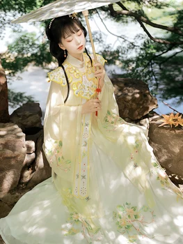 Hanfu Gėlių Kalba Drugelis Ming Sistema Nuolatinis Apykaklės Ilgai Marškinėliai Kinijos Elegancija Gyva Dukra Yra Žymus Šeimos