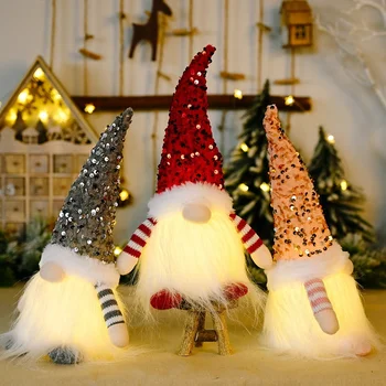 Kalėdų Papuošalai 2024 Beveidis Elf Gnome Su Led Šviesos Kalėdų Lėlės, Dekoracijos, Nauji Metai 2024 Pasakų Šviesos Vaikų Dovanų