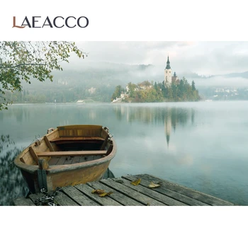 Laeacco Pilis Valtis Uosto Upės Medinės Lentos Rūkas Paslaptis Vaizdingas Fotografijos Fone Fotografijos Backdrops Fotostudija