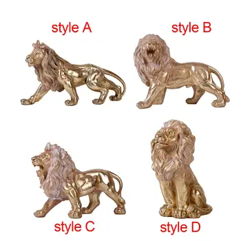Liūtas Karalius Statula Dekoratyvinis Ornamentas Dervos Miniatiūriniai Šiaurės Stiliaus Gyvūnų