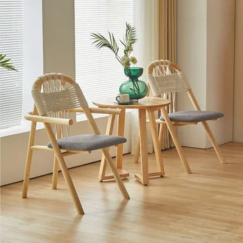 Medžio Masyvo Minkštų Pagalvių Valgomojo Kėdės Dizaineris Balti Pelenai Medienos Laisvalaikio Kėdė, Nordic Namai Svečių Namai Porankiu Virvę Austi Stalo Kėdė
