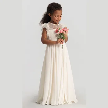 Mergaitė Princesė Senovinių Nėrinių Suknelė Ilgai Vaikas Gazas Gėlių Vestido Lankas Baltos, Dramblio kaulo, Gimtadienio, Vestuvių Kūdikių Drabužiai 4-13Y