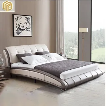 Miegamojo odinė lova oda lova modern paprastas, didelis, lova, miegamojo, viešbučio minkšta lova