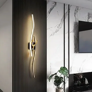Modernios Sienos Lempos LED Juodojo Aukso Tika Fone Dekoratyvinės Šviesos Kambarį Miegamojo Lovos Patalpų Šviesos Rungtynių Sconce