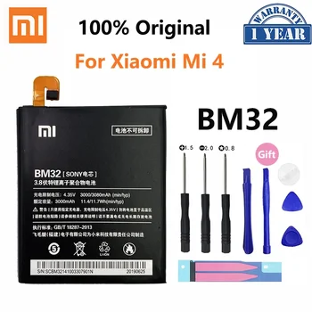 Originalios Telefonų Baterijos BM32 Už Xiaomi Mi 4 Xiaomi4 Mi4 M4 Aukštos Kokybės 3000mAh Telefono Baterijos Pakeitimas