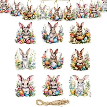 Popieriaus Easter Bunny 9pcs Easter Bunny Popieriaus Ornamentas, Triušio Ženklas Atmosferos Velykų Popieriaus Požymių Ryškių Spalvų Židinys