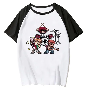 Scott Pilgrim marškinėliai moterims Y2K vasaros grafinis viršaus mergina harajuku Japonų drabužių