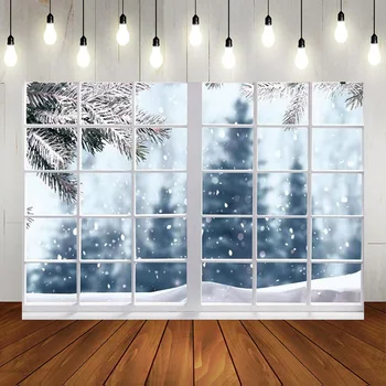 Sniego Arenoje Kalėdinis Namų Apdailos, Interjero Langų Kalėdų, Naujųjų Metų Šalies Žiemos Baltas Sniegas, Miško Vaikai Fotografijos Fonas