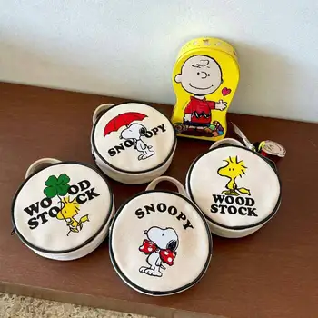 Snoopy Animacinių filmų Mažų apvalių Sausainių Nešti Drobės Juosmens Krepšys Mados Kūrybos Mielas apskritojo Vieną Petį Studentų Crossbody Krepšys