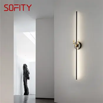 SOFITY Šiuolaikinio Juoda Žalvario Juostelės Sienos Lempa LED 3 Spalvų, Specialiai Kūrybos Sconce Šviesos Praėjimo Lova Kambarį Dekoro