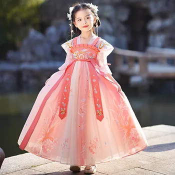 Tradicinės Kinų Vaikai Pasakos Kostiumų Naujųjų Metų Przybornik Mergina Hanfu Suknelė Vaikų Kinijos Tang Fotografijos Cosplay suknelė