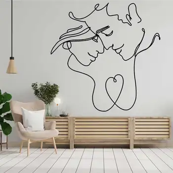 Vyrų ir moterų poros linijos, abstrakčiai avataras meno vinilo sienos lipdukas namo gyvenamasis kambarys miegamasis mados minimalistinio lipdukas freskos L9