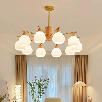 Šiuolaikinių LED Medienos Liustra Stiklo lempų gaubtų Japonija Stiliaus Apšvietimo Šviestuvas, Miegamojo, Valgomojo, Virtuvės, Namų Dekoro Šviestuvai